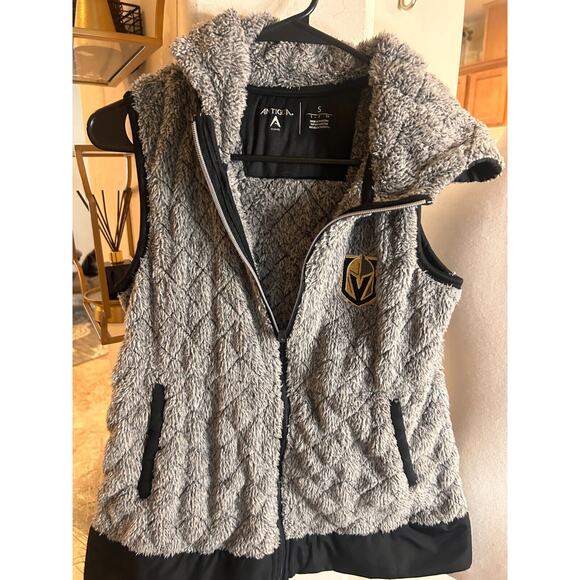 Women's Antigua Heathered Gray Golden Knights Hooded Full-Zip Vest S - Picture 6 of 9